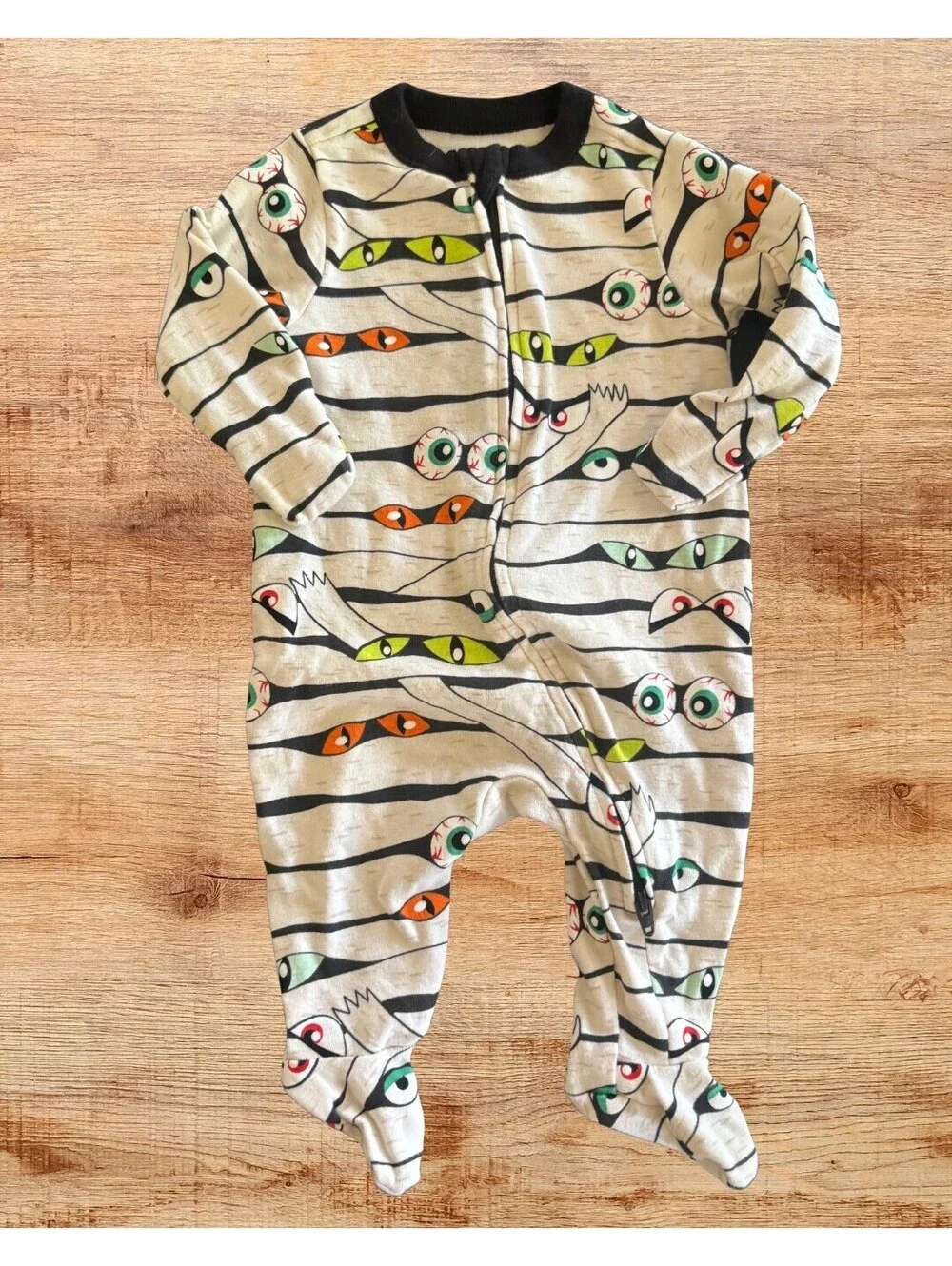 Old Navy Halloween Mummy Footie Sleeper 0-3 Months Zip Pajamas